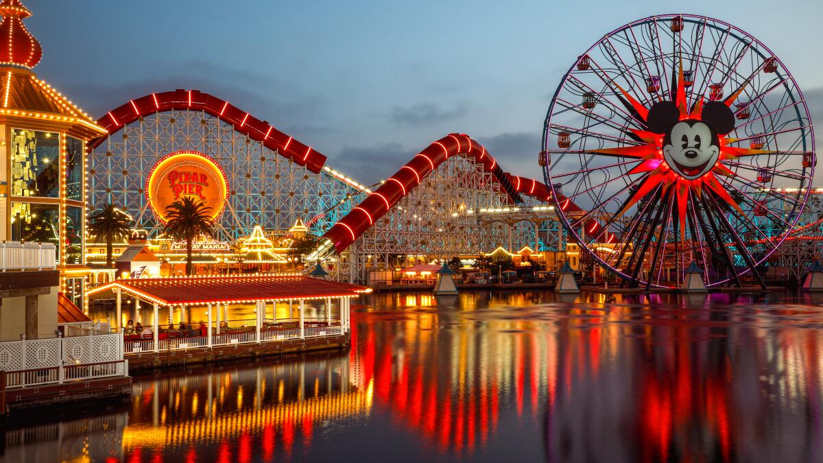 ANAHEIM,CA --THURSDAY, JUNE 21, 2018--Leaving Pixar Pier at Disney California Adventure Park, at the end of a day of press preview, in Anaheim, CA, June 21, 2018. (Jay L. Clendenin / Los Angeles Times)