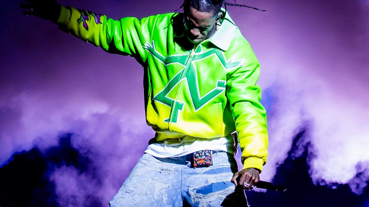 MIAMI GARDENS, FLORIDA - JULY 24: Travis Scott performs on stage during Rolling Loud at Hard Rock Stadium on July 24, 2021 in Miami Gardens, Florida. (Photo by Rich Fury/Getty Images)